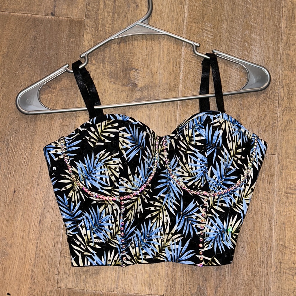 Custom Bustier Rhinestone/ Leaf Pattern